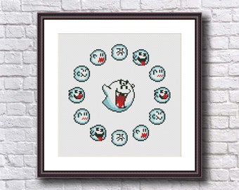 Boo Ghost Cross Stitch Pattern PDF - Super Mario Cross Stitch Pattern - Video Game Cross Stitch Pattern - Ghost Cross Stitch Pattern PDF