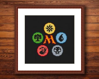 Magic - Game Mana Symbols - Funny Cross  Stitch Pattern PDF - Magic the Gathering