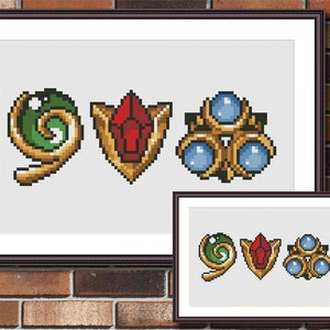 Legend of zelda - Spiritual stone - Funny Cross Stitch Pattern PDF Instant Download - Set of 2 Cross Stitch Pattern (2 size) - Video Game