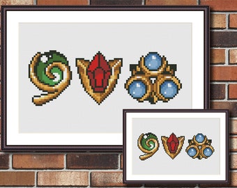 Legend of zelda - Spiritual stone - Funny Cross Stitch Pattern PDF Instant Download - Set of 2 Cross Stitch Pattern (2 size) - Video Game