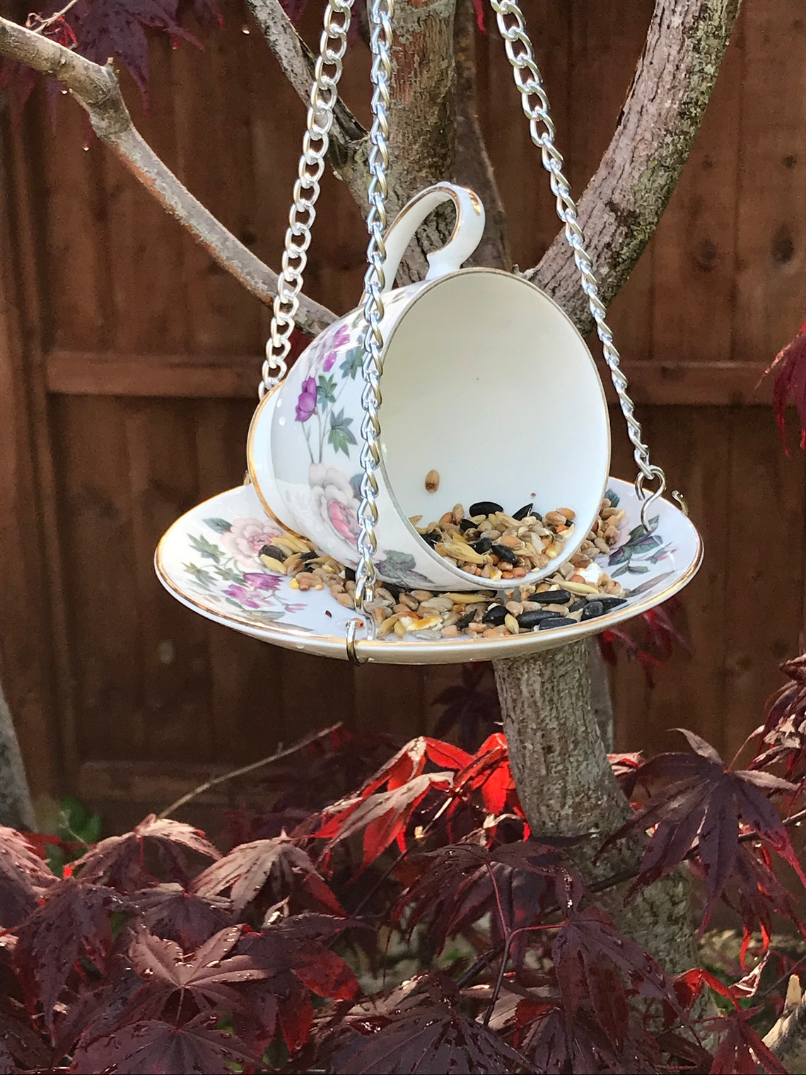 Vintage China Cup and Saucer Bird Feeder Father's Day Etsy