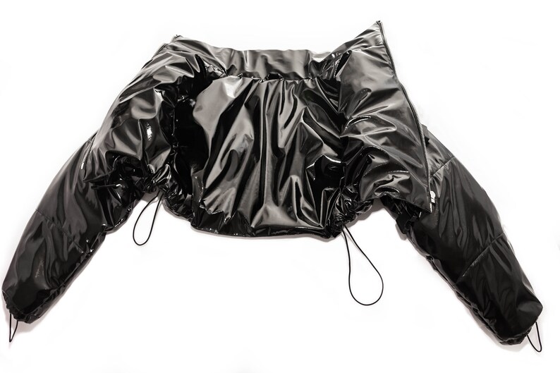 PVC shiny black cropped jacket | Etsy