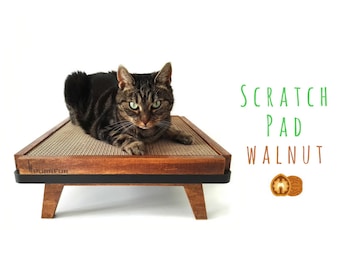 Beautiful and stylish scratching post in walnut color "Scratch Pad" from PurrFur with replaceable cardboard insert