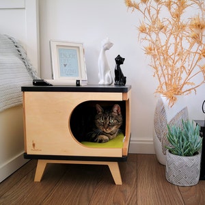 Stylish cat house, plywood, cat bed, gift for catlover, modern cat furniture,coffee table, pet supplies, maison chat, katzenmöbel, PurrFur