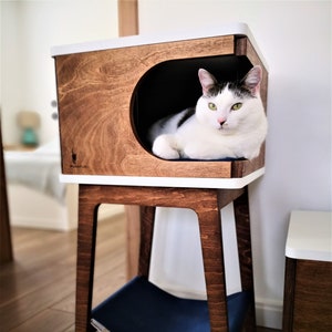 Retro Box with hammock - beautiful cat house for two cats from PurrFur