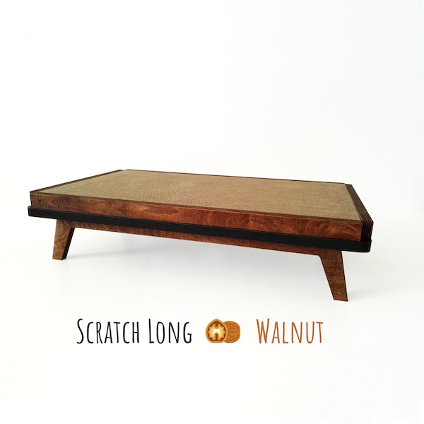 Beautiful cardboard scratching post/ cat bed in walnut "Scratch Long" for big cats from PurrFur