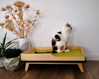 Acogedora cama clásica de madera contrachapada "Sleep Long" para gatos y perros pequeños/medianos de PurrFur