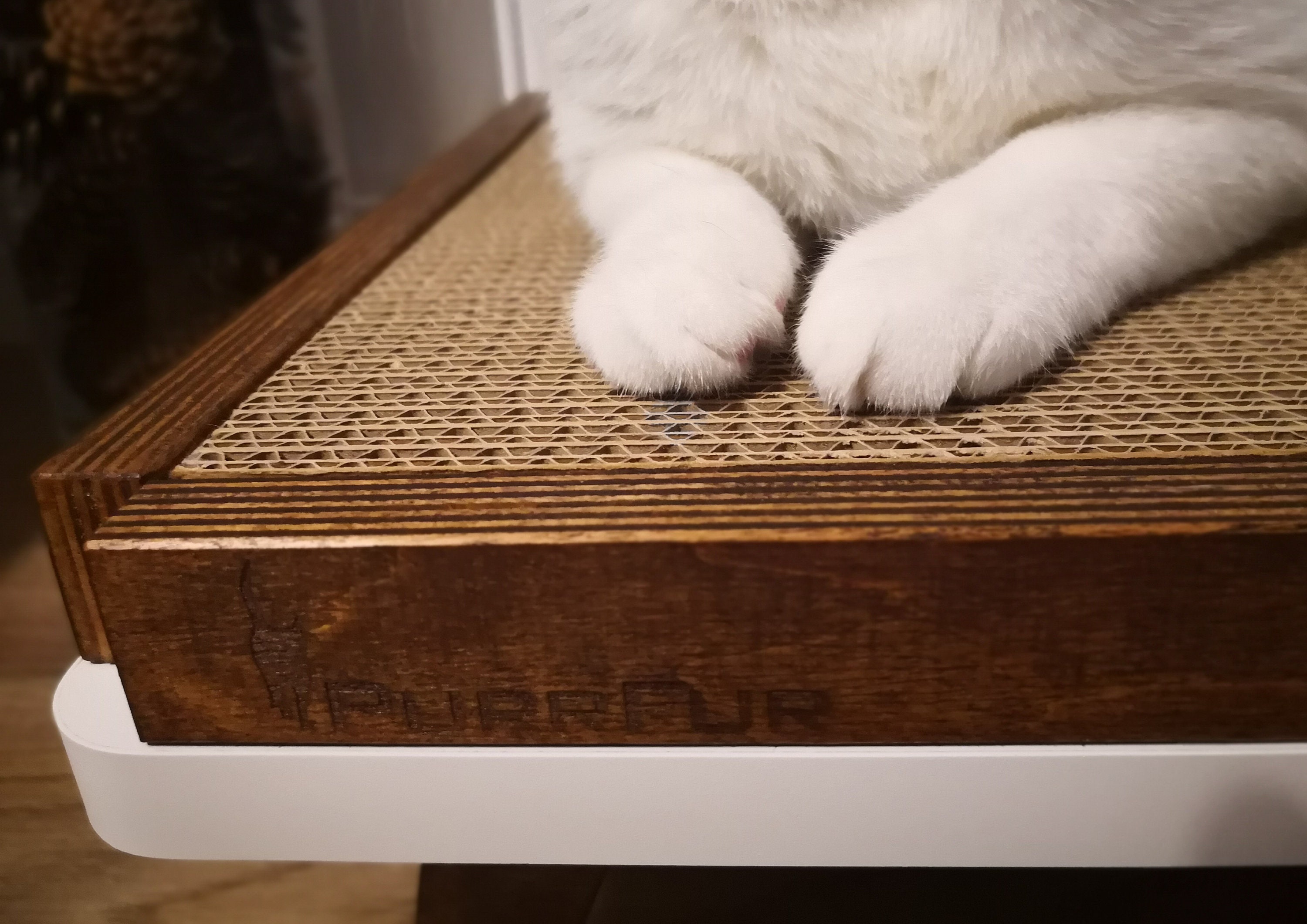 Beautiful and Stylish Scratching Post scratch Pad in Walnut Color With  Extra Cardboard Insert From Purrfur 