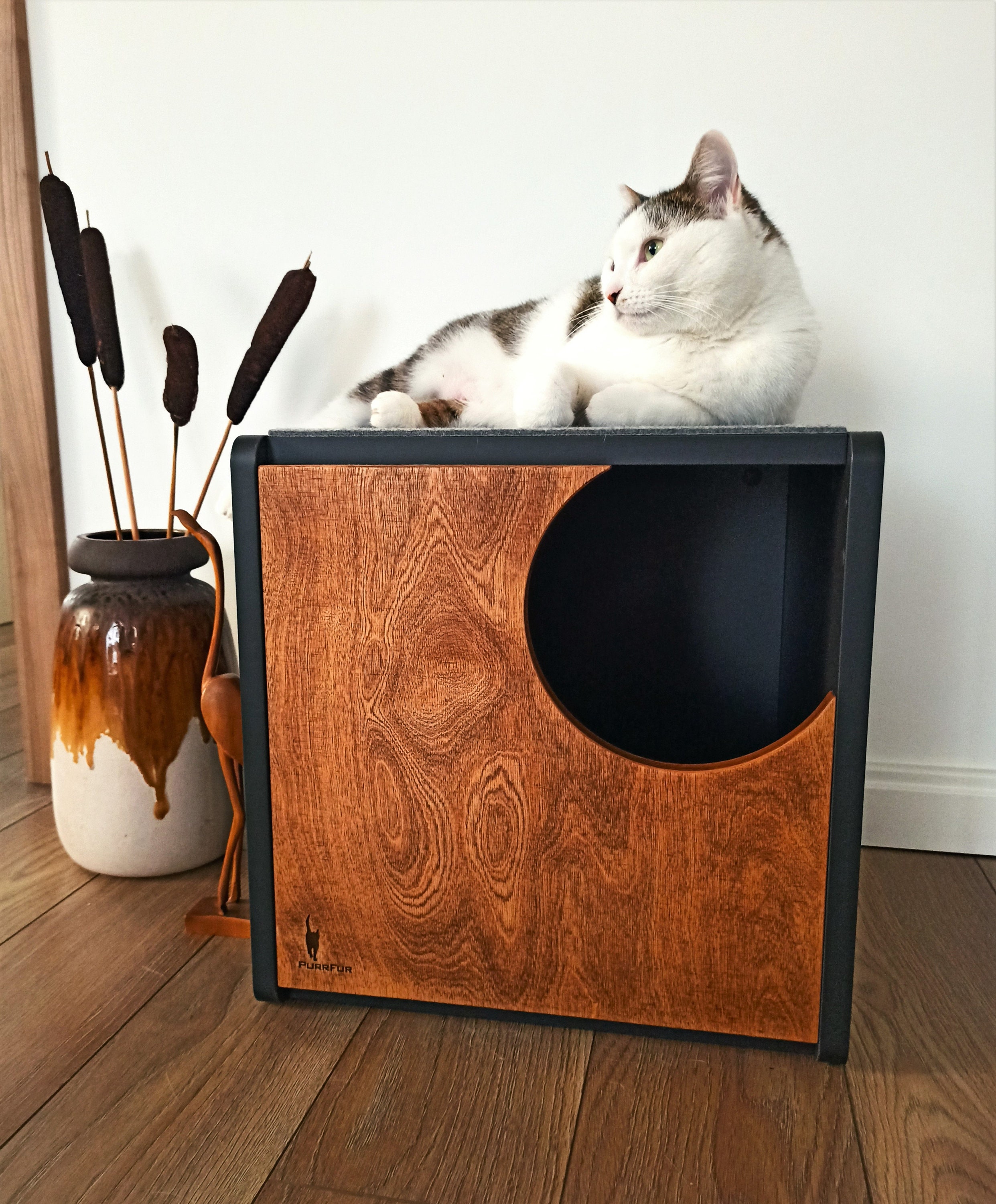 Cozy Cube Cat Cave Made From Plywood in Walnut Finish by Purrfur - Etsy ...