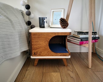 Modern Birch Plywood Cat House, Bedside Table from PurrFur