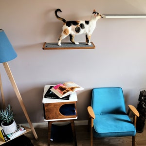 Plywood cat shelf in walnut color, cat bed from PurrFur image 6