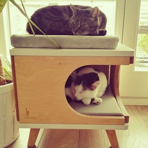 Modern cat house made from plywood in scandinavian design Retro Box from PurrFur image 8