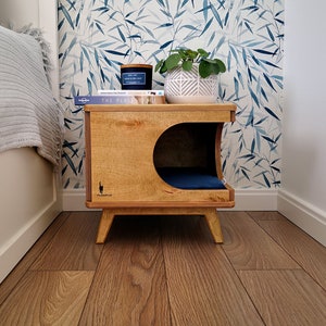 Stylish plywood cat house, cozy cat bed Rustical Box Light Oak from PurrFur image 2