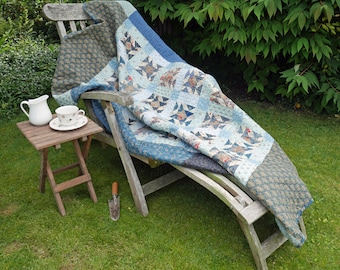 Goose chase hand quilted patchwork quilt