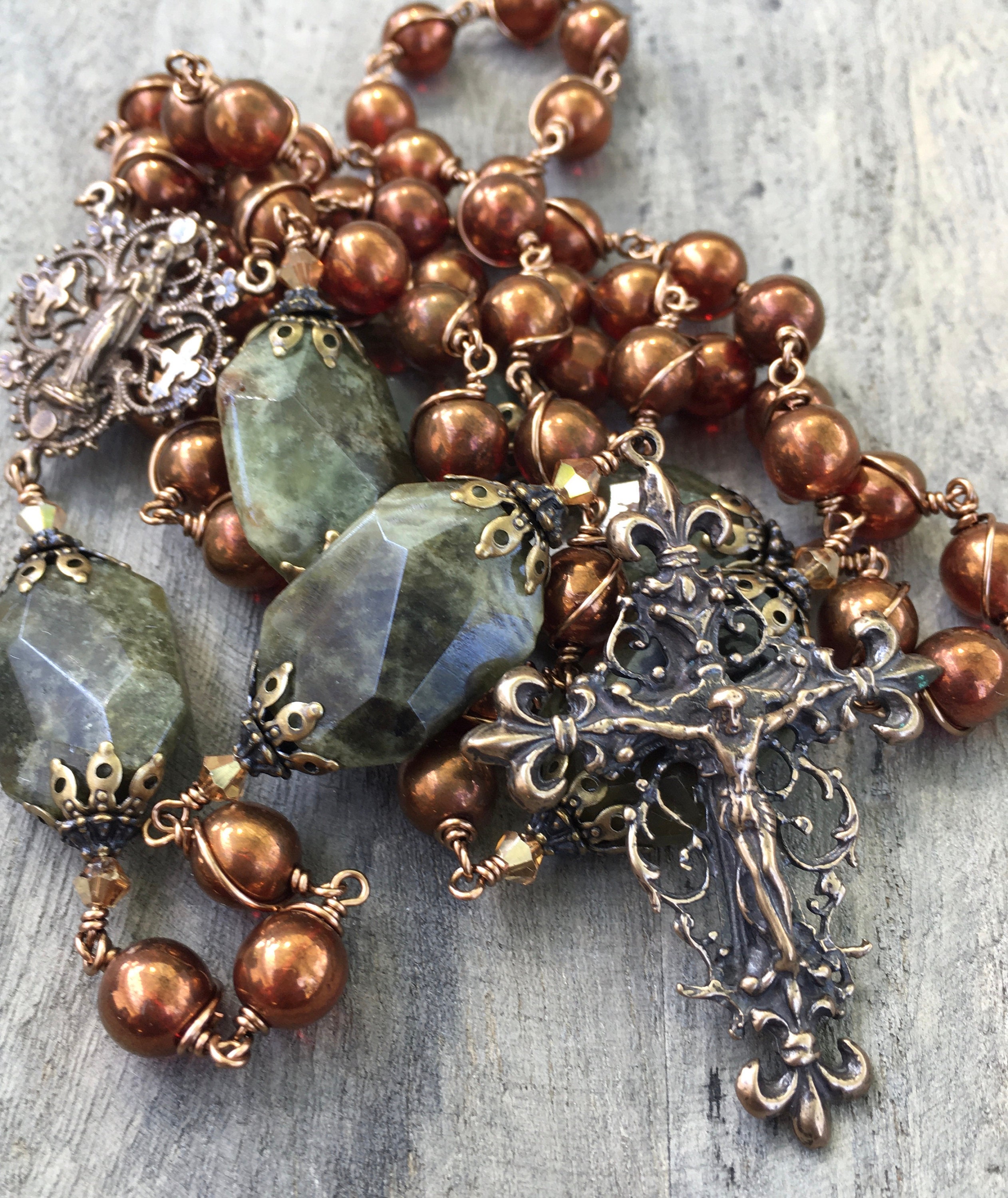 Handmade Catholic Rosary Wire wrapped Rosary Catholic Gift Etsy