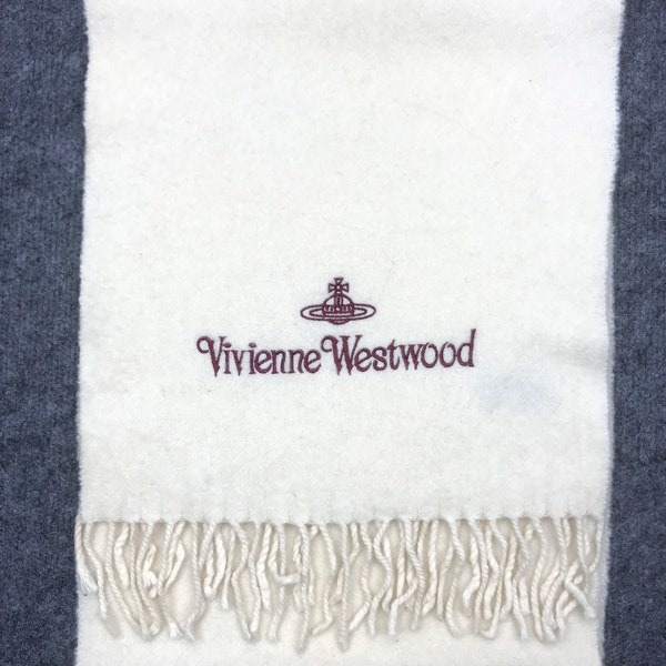 VIVIENNE WESTWOOD SCARF stunning plaid design lambswool dress up designer beauty style muffler white color made in italy