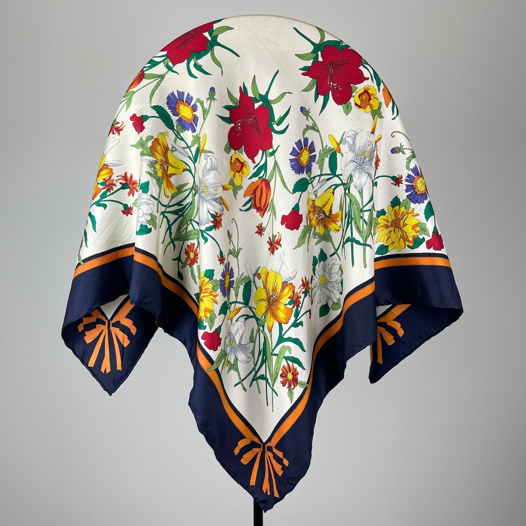 Vintage Motif Silk Scarf in Multi