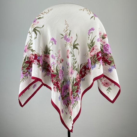 YVES SAINT LAURENT scarf pure silk scarves floral… - image 1