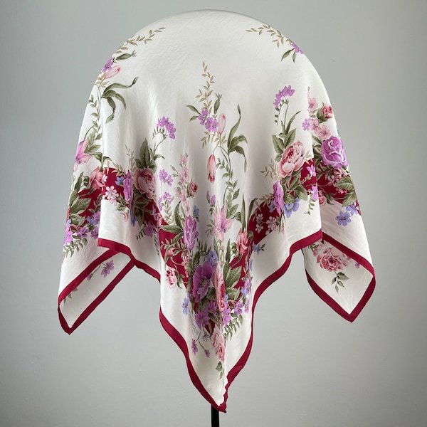 YVES SAINT LAURENT sciarpa sciarpe in pura seta design floreale multi colore spedizione gratuita idea regalo per donna arrotolata 30"x 31"