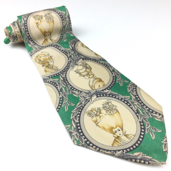 KARL LAGERFELD TIE twill silk rare queen flower design repeat pattern men necktie multiple color made in italy