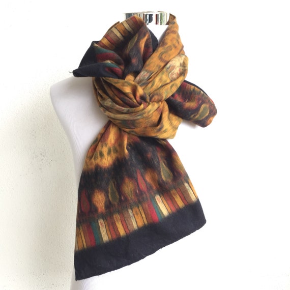 80'S WOOL SCARF vintage beautiful abstract design… - image 3