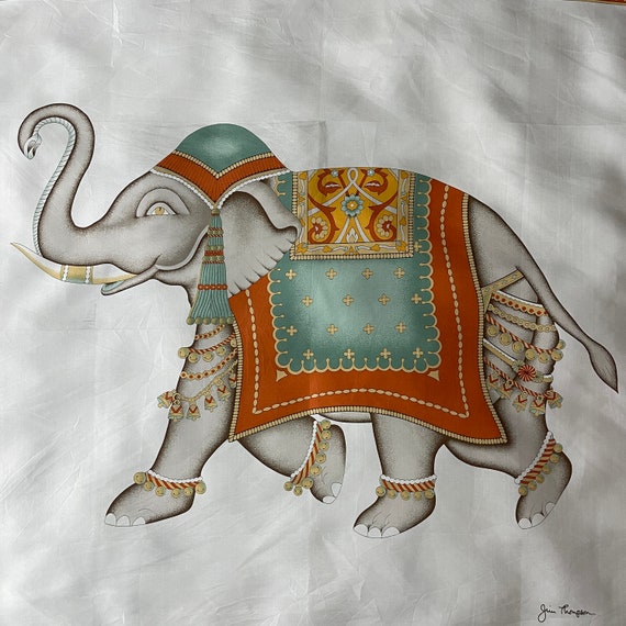 JIM THOMPSON SCARF vintage elephant dancing desig… - image 3