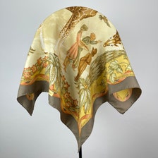 FERRAGAMO: silk scarf with Jaguar print - Navy  Ferragamo neck scarf  310140 763828 online at