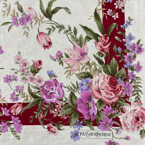 YVES SAINT LAURENT scarf pure silk scarves floral… - image 3