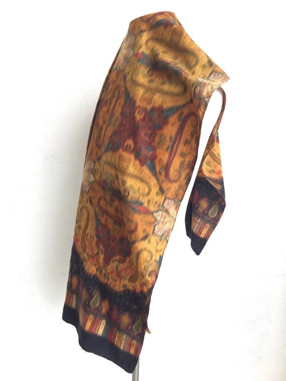80'S WOOL SCARF vintage beautiful abstract design… - image 2