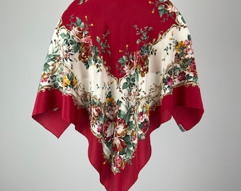 YVES SAINT LAURENT foulard floral design femme classique foulards soyeux rouge couleur style cadeau idée châle ysl