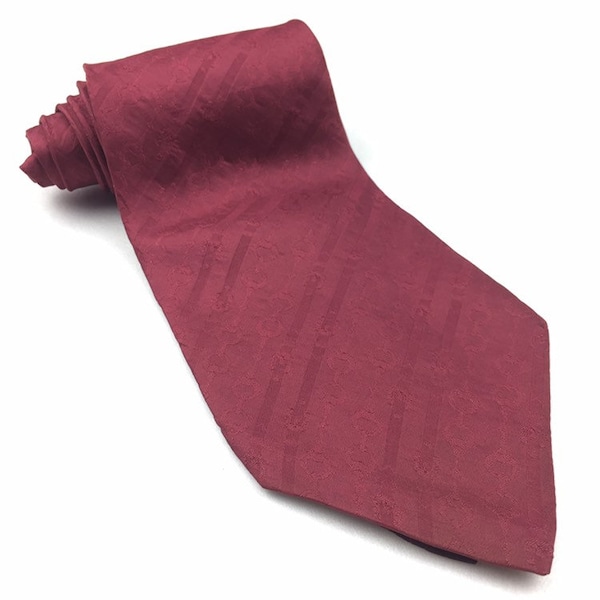 CELINE PARIS TIE pure silk stripe plaid design men classic dress necktie on red marron color made in italy