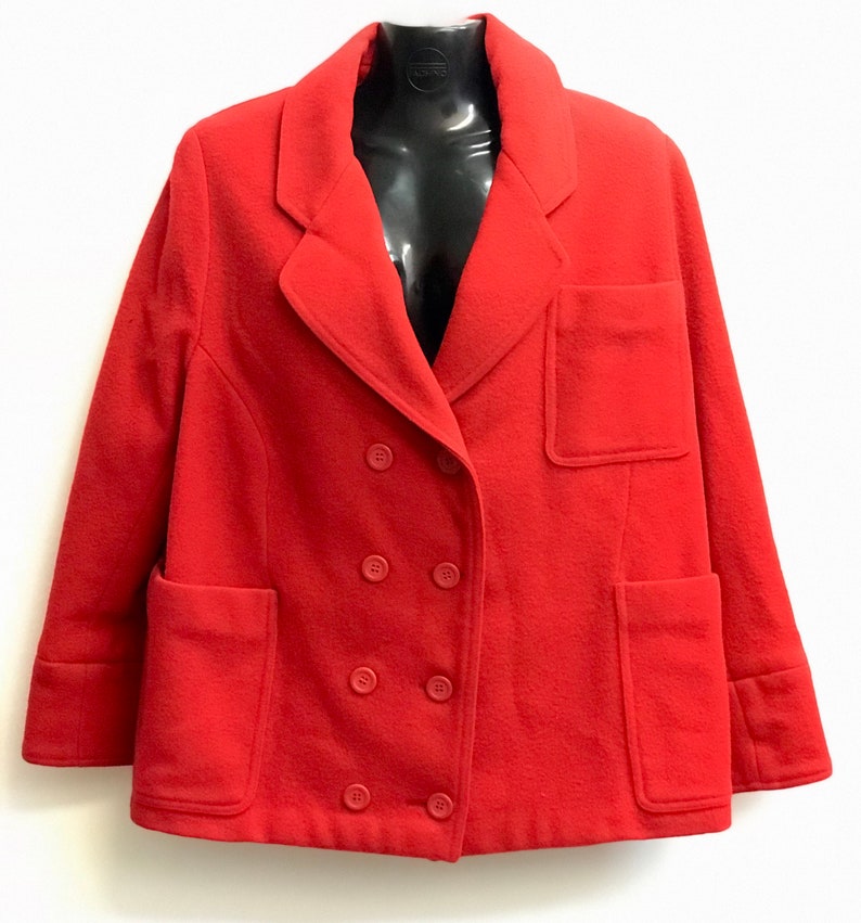 Mondi Vintage Red Wool Coat Double Breasted short Etsy