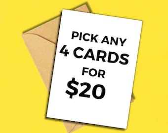 Pick ANY 4 Greeting Cards Bundle, Mix and Match Discount