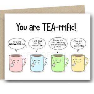Cartão de aniversário para amante de chá Pun Puns Punny Teacup
