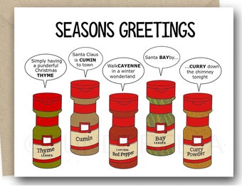 Spices Christmas Card Chef Cook Puns Holiday Greeting Card