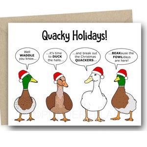 Ente Weihnachtskarte Wortspiele Enten Punny Stockente Urlaub Grußkarte Vögel Wortspiel