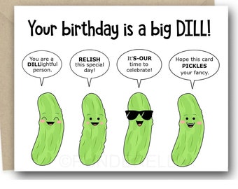 Pickle Birthday Card Dill Puns PickleballGifts for Men Pickleball Gifts for Women Dad Mom Funny Birthday Card for Him for her