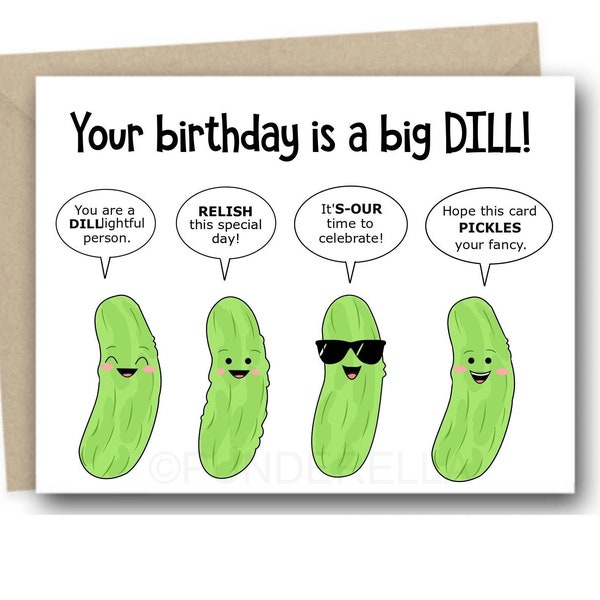 Pickle Birthday Card Dill Puns PickleballGifts for Men Pickleball Gifts for Women Dad Mom Funny Birthday Card for Him for her