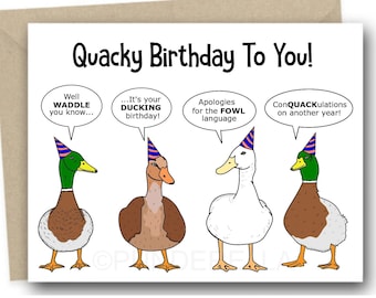 Duck Birthday Card Puns Ducks Punny Mallard Pun Greeting Card
