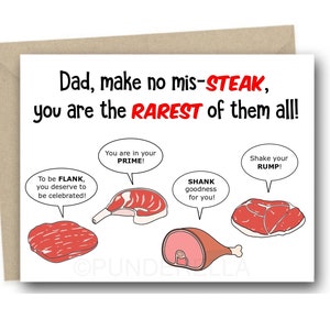Vaderdagkaart Steak Chef Barbecue Dad Cook Woordspelingen Verjaardagskaart Punny Food