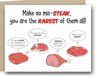 Steak Birthday Card Chef Barbecue Dad Cook Puns Greeting Card Punny Food