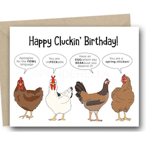 Jeux de mots pour carte d'anniversaire poulet Poussin Punny Jeu de mots pour poule