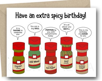 Extra Spicy Birthday Card Spices Chef Cook Puns Greeting Card Punny Food Spicey
