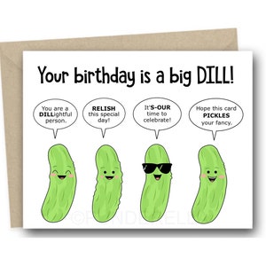 Pickle Geburtstagskarte Dill Wortspiele Pickleball Geschenke für Männer Pickleball Geschenke für Frauen Papa Mama Lustige Geburtstagskarte für Ihn für Sie
