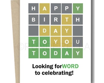 Carte d'anniversaire avec casse-tête - Carte de joyeux anniversaire Carte de mots croisés avec problèmes de mots - Carte d'orthographe - Carte de puzzle