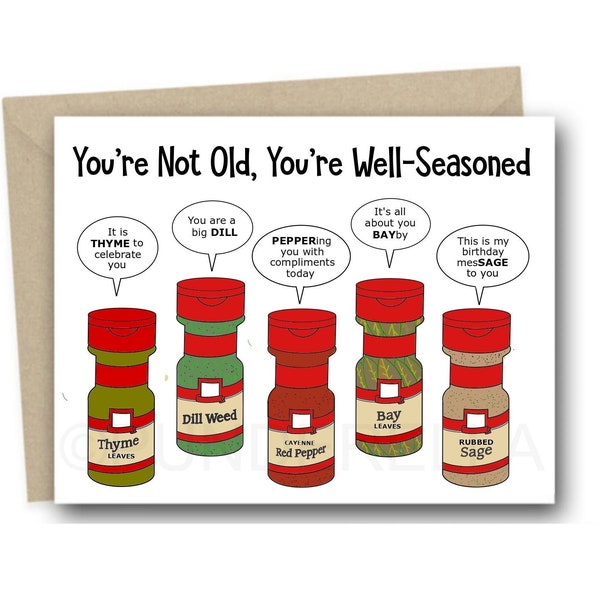 Spices Birthday Card Chef Cook Puns Greeting Card Punny Food