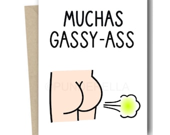Funny Thank you Card | Fart Bum Muchas Gracias | Butt Farting Greeting Card