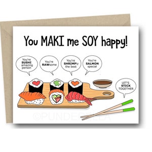 Sushi Valentinstag Karte Jubiläen Wortspiele Grußkarte Punny Cute