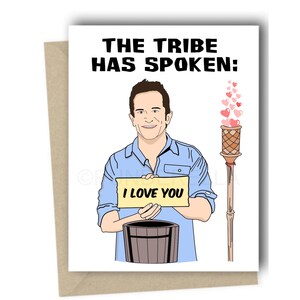 Tarjeta de aniversario romántica de Survivor TV Tarjeta de San Valentín de Survivor Jeff Probst Boston Rob Sandra Russell Torch Immunity Idol Challenge CBS