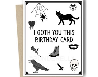 Goth Gothic Birthday Card Halloween Emo Punk Horror Movie Pun